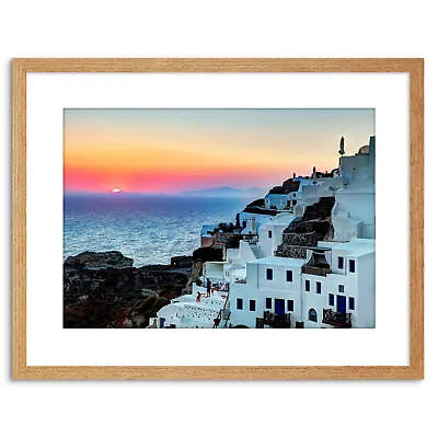 £14.99 • Buy Photo Scenic Sunset Oia Santorini Greece Buildings Framed Print 9x7 Inch