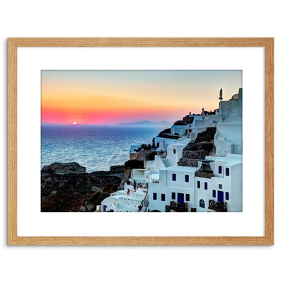 £14.99 • Buy Photo Scenic Sunset Oia Santorini Greece Buildings Framed Print 9x7 Inch