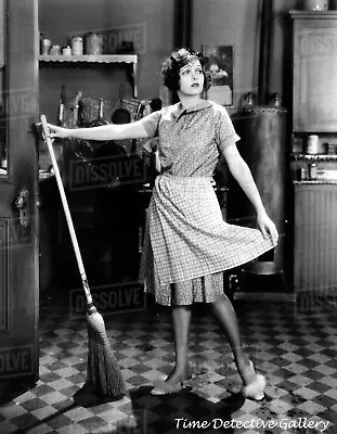 Woman Sweeping The Kitchen And Daydreaming - 1920s - Vintage Photo Print • $10