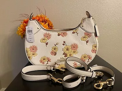 NWT Coach CI104 Mara Hobo Bag Pebbled Leather Floral Cluster Print Chalk $478 • $179