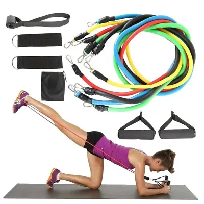 $12.99 • Buy 11pcs Resistance Bands Set Pull Rope Home Gym Equipment Fitness Yoga Exercise