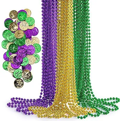 156 PCS Mardi Gras Beads Bright Neon Disco Parade School Party Necklaces Coins • $22.99