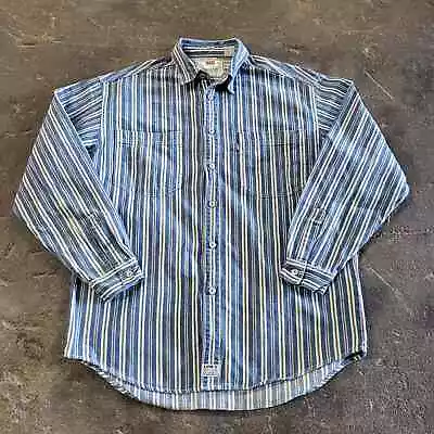 Vintage Levi's Red Tab Shirt Size M Blue Striped Button Up Long Sleeve Work • $54