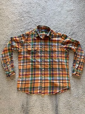 Polo Ralph Lauren Flannel Shirt In Plaid Orange/Green Large • £20