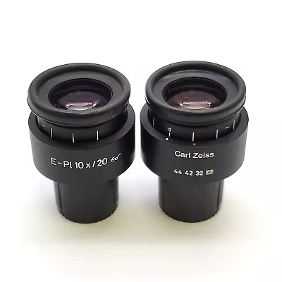 Zeiss Microscope Eyepiece Pair E-Pl 10x/20  444232-9902 Focusing Eyepieces • $350