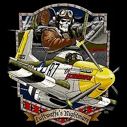 P-51 Mustang Aircraft Luftwaffe's Nightmare (02) Mens T-SHIRT 100% COTTON  • $28.95