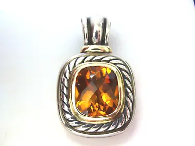 David Yurman Pendant Yellow Gold Silver Cable Yellow Citrin Stone  D.y.925/585 • $650