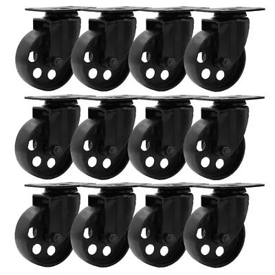 12 All Black Metal Swivel Plate Caster Wheels Heavy Duty (3  No Brake) • $83.67