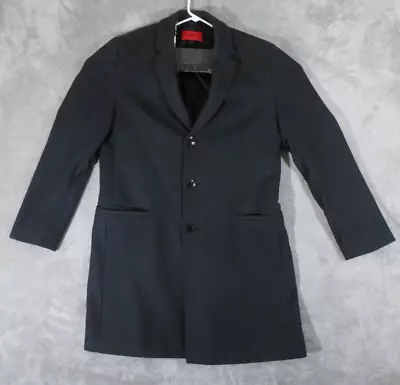 Hugo Boss Coat Wool Blend Men Size 50 Long Sleeve Button Up Black Casual Outdoor • $110