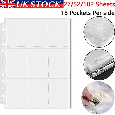 102 Sheets Trading Gaming Card Sleeves Storage Wallets Album Pages Coin Holder • £8.99