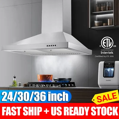 24/30/36 Inch Wall Mount Range Hood 450CFM Stove Cooking Fan 3-Speed W/LED NEW • $114.99