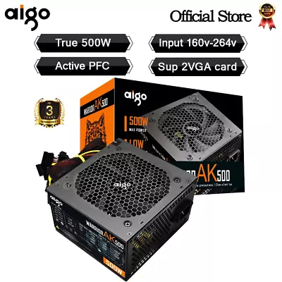 Power Supply 500W ATX Desktop Computer Gaming PSU Quiet 120mm RGB Fan • $36.23