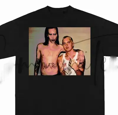 Marilyn Manson Eminem Shirt Rock Rap Tee Big Face Head Vintage Vtg Bootleg • $24.97