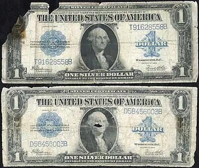 Lot Of 2x 1923 $1 One Dollar Silver Certificate Notes Fr#237 • $33