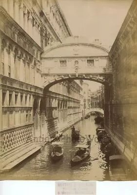 Bridge Of Sighs Gondolas Venice Italy Antique Albumen Photo • $30