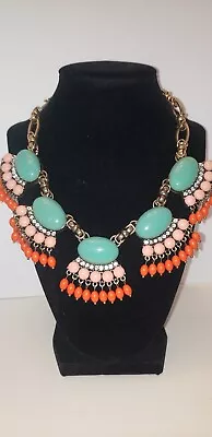 J. Crew Large Bold Turquoise And Orange Beaded Necklace With Stunning Details  • $49.95