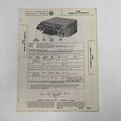 $12.14 • Buy Vintage 1951 SAMS PHOTOFACT Manual & Schematics Ford Vacuum Tube Car Radio M-2