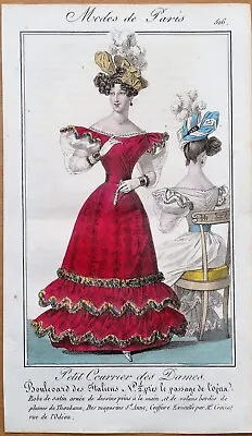 PERIOD COSTUME Ladies Opera Dress Paris Fashion Plate 516 Antique Print 1826 • £19.50