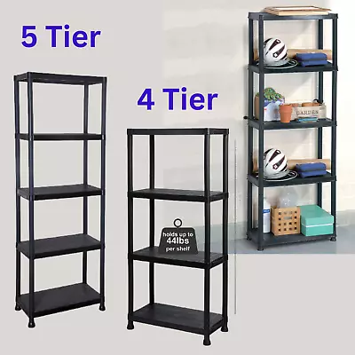 4/5 Tier Plastic Shelving Home Storage Unit Shelves  Racking Garage Organiser • £24.99