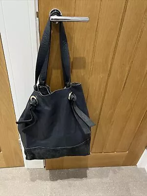 Warehouse Navy Leather Large Hobo Shopper Shoulder Tote Bag • £3.99