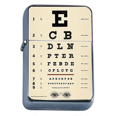 Silver Flip Top Oil Lighter Vintage Poster D14 Retro Eye Exam Chart Decoupage • $14.95