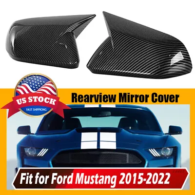 Carbon Fiber M Horn Rearview Side Mirror Cover Cap For 2015~2022 Ford Mustang 2x • $31.99