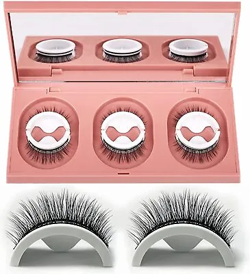 £3.39 • Buy 3Pairs Reusable Self Adhesive False Eyelashes Natural Long Thick Fake Eye Lashes
