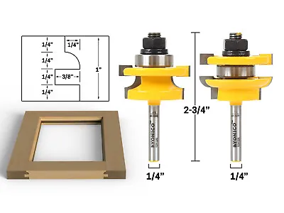 Round Over 2 Bit Rail And Stile Router Bit Set - 1/4  Shank - Yonico 12241q • $41.95