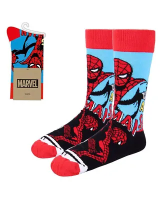 Mens Marvel Comics The Amazing Spiderman All Over Design Pair Of Crew Socks • £8.99