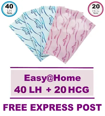 40 Ovulation LH + 20 Pregnancy HCG Test Strips - Easy@Home Combo - EXPRESS POST • $57.50