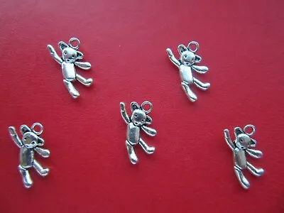 £1.95 • Buy Teddy Bear Charms Silver Tibetan Jewellery Making Bear X 5 Pcs