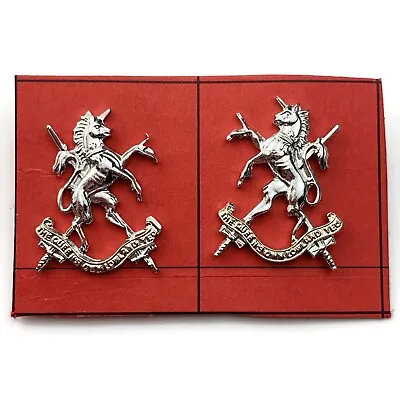 Staybrite Queens Own Lowland Yeomanry Regt Anodised Staybright Collar Badge PAIR • £8.99