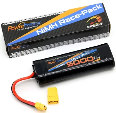 Powerhobby 7.2V 6-Cell 5000mah Nimh Flat Battery Pack W XT60 + Adapter • $32.99