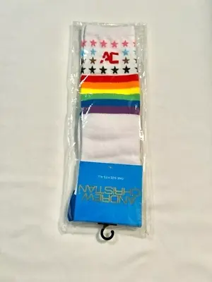 Andrew Christian Men's  PRIDE Socks With Stars - White/PRIDE Colors (552) • $11.98