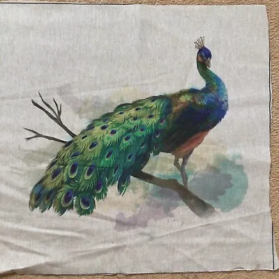 £0.99 • Buy 1 X Linen Peacock Fabric Panel 45 X 45cms
