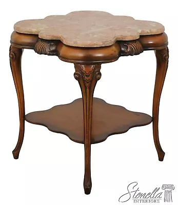 LF56510EC: Vintage 1950s Marble Top French Regency Lamp Table • $325