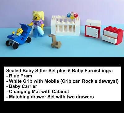 Series 16 Sealed Babysitter Baby - Rocking Crib Stroller -MADE OF LEGO BRICKS • $27.24