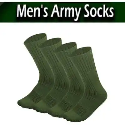 4 Pairs Men's Army Military Boot Socks Combat Trekking Hiking Size 10-13 13-15 • $15.15