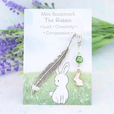 £5.99 • Buy Rabbit Bookmark, Metal Bookmark With Charm And Crystal, Pet Bunny Owner Gifts