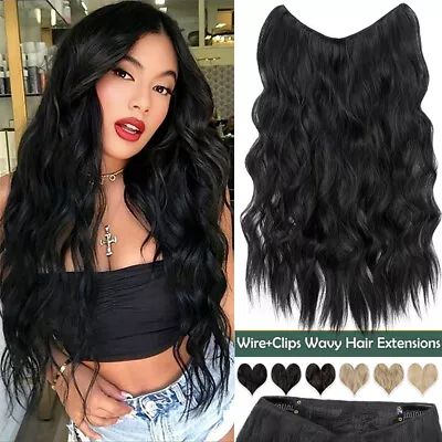 Clip Wire In Hair Extensions Real As Human Hair Hidden One Piece Headband Weft • $15.89