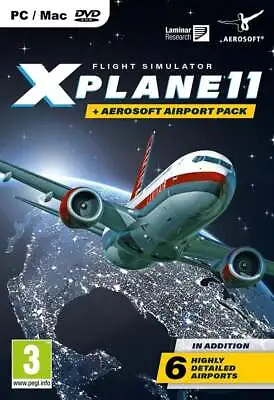 X-Plane 11 + Aerosoft Airport Pack PC Mac DVD Flight Sim Plane Simulation Game • $50.52