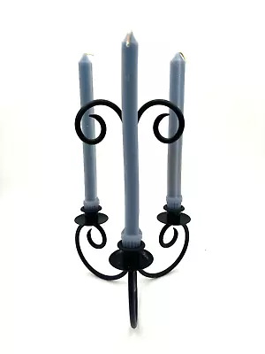 Vintage Black Wrought-iron Pillar Candelabra  Holds 3 Candlesticks • $20