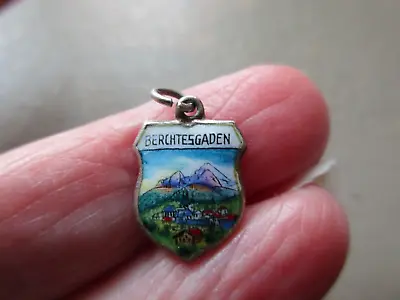 Vintage German 800 Silver Enamel Berchtsgaden Travel Fob Charm Bracelet Pendant • $18.99