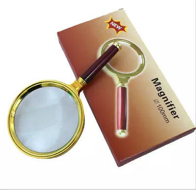 Imitation Wooden Handheld Reading Magnifying Glass 10X HD Real Glass Magnifier • $8.05