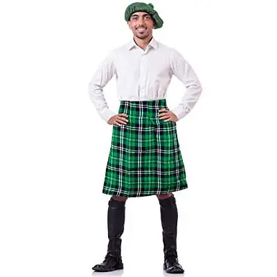 Irish Plaid Green Kilt - Scottish St Patrick's Green Pleated Costume Tartan S... • $25.49