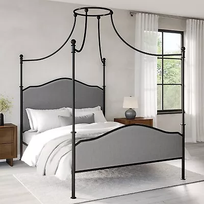 Double Canopy Bed Frame In Black Metal - Lille LIL001 • £309.92