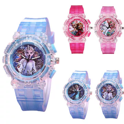 Frozen Elsa Anna Light Up Pink Colour Changing Kids Girls Children Wrist Watch • £2.87