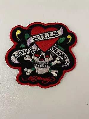  Ed Hardy Love Kills Slowly Iron On Patch Appliqué Embroidered Sewing (Small) • $8.99