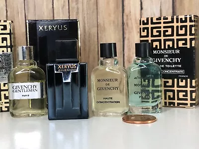 VTG Lot Of 4 GIVENCHY  MINI  Sample Perfumes Men GENTLEMAN XERYUS MONSIEUR NIB • $39.99