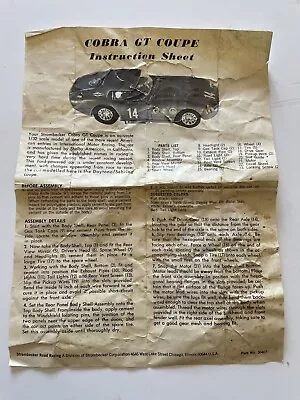 SLOT CAR Shelby COBRA GT Daytona Coupe VINTAGE K&b Instructions • $10.36